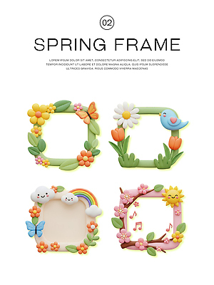 PSD 편집이미지 디자인 꽃 컬러 나비 자연 조류 프레임 초원 그래픽 장식 봄 화려 그림 창의성 편집3D 식물 동물 계절 곤충 컨셉 3D 생태계 파일형식