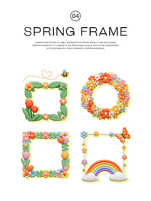 PSD 편집이미지 디자인 꽃 예술 컬러 나비 무지개 프레임 그래픽 장식 유행 봄 그림 창의성 디지털아트 편집3D 자연요소 식물 계절 곤충 3D 파일형식