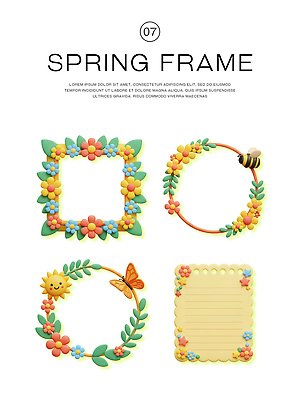 PSD 동물 편집이미지 디자인 꽃 예술 컬러 백그라운드 프레임 선물 그래픽 장식 봄 편집3D 식물 계절 3D 파일형식