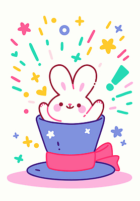 캐릭터 별 어린이 컬러 일러스트 모션 축제 놀람 기쁨 마술 무대 하트 토끼 놀이터 즐거움 장면 등장 국내일러스트 AI파일 자연요소 모양 감정 포유류 놀이 표정 사람 반려동물 파일형식 벡터