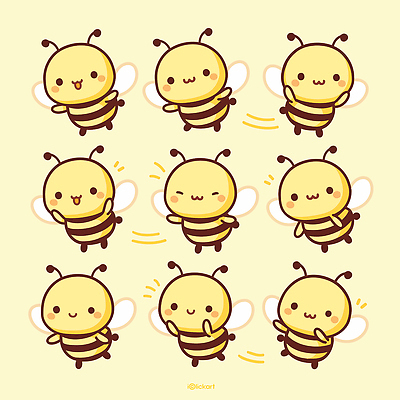 캐릭터 디자인 행복 일러스트 모션 하늘 표정 노란색 귀여움 매력적 비행 춤 꿀벌 만화 즐거움 소통 생동감 국내일러스트 AI파일 감정 컬러 컨셉 문화예술 벌_곤충 파일형식 벡터