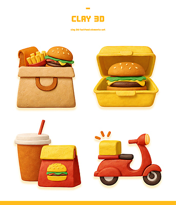 PSD 편집이미지 디자인 음료 음식 패스트푸드 세트 장난감 3D 오토바이 감자튀김 햄버거 배송 오브젝트 점토 엘리먼트 창작 편집3D 감자 바이크 튀김 인스턴트 디지털합성 파일형식