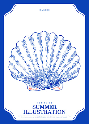 디자인 예술 바다 컬러 패턴 일러스트 자연 조개 잉크 해변 그래픽 장식 여름 파란색 수중동물 빈티지 드로잉 국내일러스트 AI파일 동물 계절 컨셉 무늬 어패류 미술 생태계 파일형식 벡터