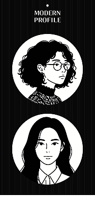 캐릭터 헤어스타일 디자인 여자 패션 얼굴 예술 선 일러스트 도안 생머리 흑백 표현 파마 모던 그림 개성 프로필 스타일 국내일러스트 AI파일 촬영기법 사람 신체부위 파일형식 벡터