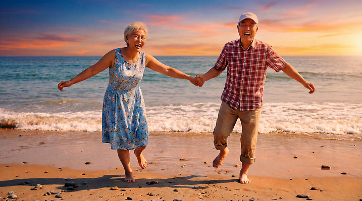 JPG 편집이미지 할아버지 노년 행복 할머니 바다 가족 자연 웃음 풍경 해변 일상 여름 걷기 노을 손잡기 노부부 의료성형뷰티 편집실사 AI인물포토 AI콘텐츠 자연요소 부부 계절 여자 남자 감정 관계 모션 표정 성인 라이프 CG 생태계 파일형식 AI포토