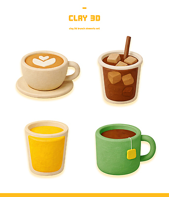식기 음료 가구 미술 3D 식사 파일형식 점토 컵 브런치 오브젝트 컬러 모양 디자인 그림 탁자 조형물 커피 PSD 편집이미지 편집3D