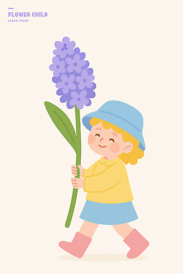 식물 헤어스타일 감정 컬러 컨셉 모션 하의 휴식 표정 사람 취미 생태계 파일형식 벡터 어린이 꽃 보라색 웃음 치마 금발 걷기 자연 동심 정원 원예 행복 귀여움 산책 일러스트 국내일러스트 AI파일