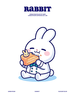 직업 캐릭터 감정 음식 컬러 동물캐릭터 컨셉 포유류 모션 디저트 반려동물 토끼 크기 파일형식 벡터 케이크 먹기 행복 귀여움 흰색 옷 표정 작음 계획 심플 아이디어 동물 식사 일러캐릭터 일러스트 AI파일 요리사 토끼캐릭터