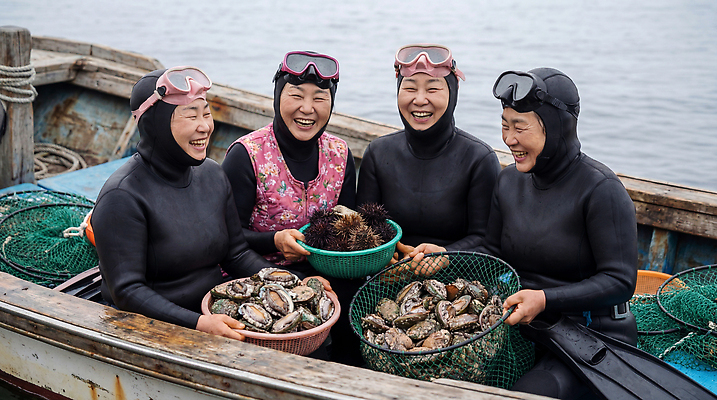 직업 옷 농업 어패류 한국 표정 사람 시골 해양식물 전문직 CG 파일형식 AI포토 여자 잠수부 해산물 수확 바다 바구니 웃음 해조류 조개 소라 수중 수영복 어촌 편집이미지 편집실사 JPG 의료성형뷰티 제주도 해녀 AI콘텐츠 AI인물포토
