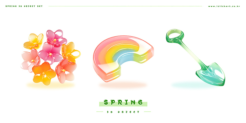 모양 PSD 편집이미지 디자인 꽃 컬러 무지개 자연 그래픽 봄 플라스틱 삽 오브젝트 그림 질감 장면 젤리 편집3D 자연요소 식물 계절 재질 디저트 3D 생태계 파일형식