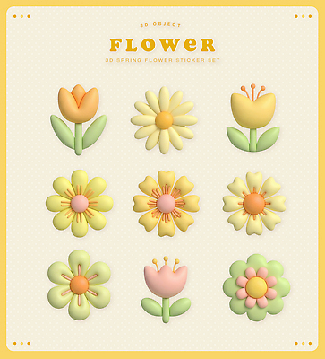 식물 계절 꽃 모션 취미 3D 봄 파일형식 스티커 디자인 모양 그래픽 세트 컬러 장식 만들기 그림 창작 디지털 공예 편집이미지 편집3D PSD 오브젝트 봄꽃