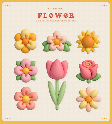 식물 계절 꽃 재질 3D 봄 공예 파일형식 스티커 디자인 모양 컬러 백그라운드 그림 플라스틱 수공예 장식 예술 상징 편집이미지 편집3D PSD 오브젝트 봄꽃