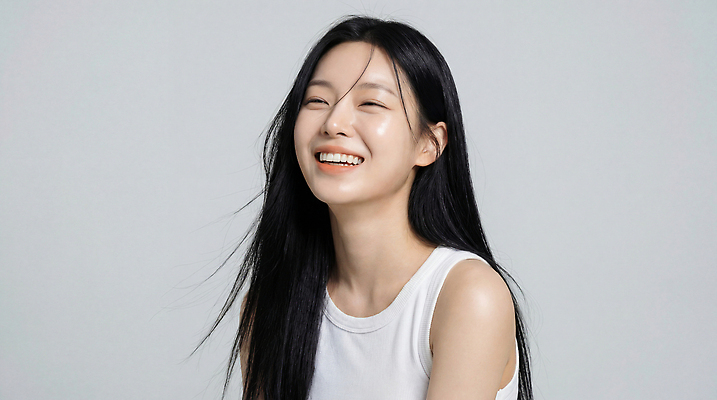 감정 컬러 표정 사람 신체부위 전자제품 CG 파일형식 AI포토 여자 미소 카메라 흰색 백그라운드 포즈 길이 검은색 머리 긍정적 접근 편집이미지 편집실사 JPG 의료성형뷰티 AI콘텐츠 AI인물포토