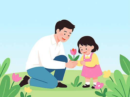 꽃 딸 행복 감정 어린이 꽃밭 일러스트 가족 모션 자연 하늘 사랑 웃음 초원 부모 정원 튤립 아빠 봄소풍 순간 심기 국내일러스트 AI파일 식물 관계 표정 사람 소풍 봄 생태계 파일형식 벡터