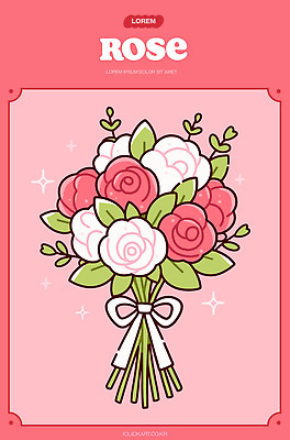 식물 기념일 꽃 컬러 결혼 컨셉 파일형식 벡터 꽃다발 장미 분홍색 흰색 초록색 잎 리본 백그라운드 디자인 장식 화사함 선물 축하 생일 결혼식 뷰티풀 일러스트 국내일러스트 AI파일