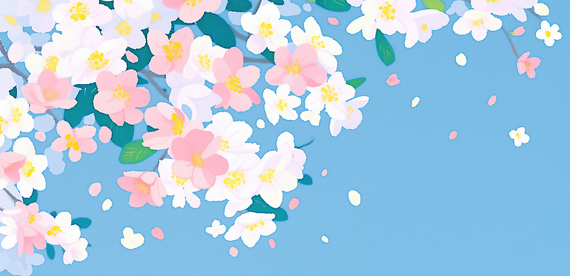 JPG 나무 계절 꽃잎 꽃 컬러 일러스트 자연 하늘 날리기 바람 날씨 풍경 파란색 봄 벚꽃 저녁 편안함 만개 국내일러스트 AI일러스트 AI콘텐츠 자연요소 식물 모션 감각 야간 생태계 파일형식