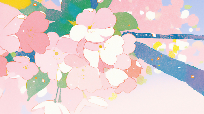 JPG 나무 식물 계절 공원 꽃잎 꽃 분홍색 컬러 일러스트 자연 생명 풍경 봄 성장 벚꽃 흰색 변화 장면 뷰티풀 국내일러스트 AI일러스트 AI콘텐츠 공공시설 컨셉 생태계 파일형식