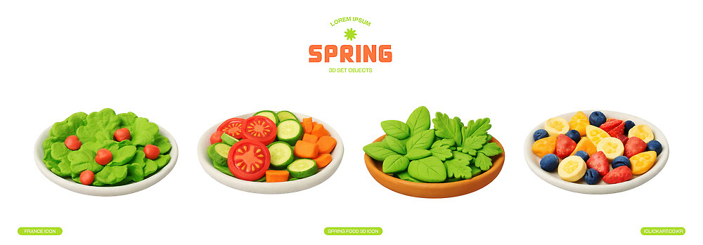 PSD 편집이미지 접시 음식 토마토 채소 과일 건강 요리 식사 봄 당근 샐러드 신선 레몬 베리 시금치 제철음식 편집3D 식기 계절 뿌리채소 3D 제철 파일형식