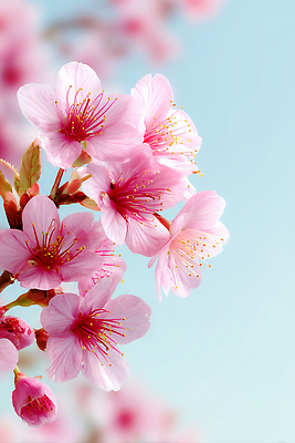 JPG 나무 식물 편집이미지 계절 꽃잎 꽃 분홍색 백그라운드 자연 하늘 풍경 햇빛 봄 벚꽃 만개 편집실사 AI컴퓨터그래픽 AI콘텐츠 컬러 태양 CG 생태계 파일형식