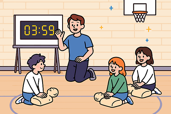 직업 교육 컨셉 건강 사람 치료 파일형식 벡터 심폐소생술 어린이 강사 수업 인형 응급치료 기술 연습 체육관 그룹 시간 포즈 지도 참여 안전 학습 집중 운동 국내일러스트 일러스트 AI파일