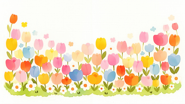 JPG 모양 디자인 꽃 화초 예술 컬러 백그라운드 일러스트 자연 수채화 풍경 초원 여름 튤립 크기 그림 조화 뷰티풀 생동감 국내일러스트 AI일러스트 AI콘텐츠 식물 계절 생태계 파일형식