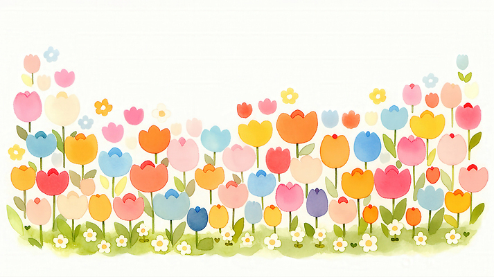 JPG 식물 꽃 감정 화초 컬러 꽃밭 일러스트 자연 생명 잔디 정원 봄 들꽃 튤립 원예 화단 채색 심리 국내일러스트 계절 미술 취미 생태계 파일형식