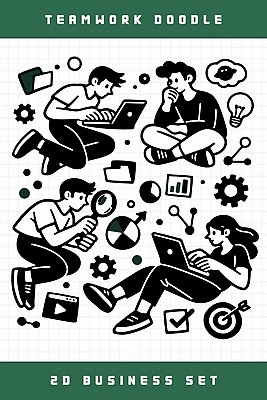 기호 디자인 일러스트 비즈니스 통계 그래프 협력 아이디어 사람 노트북 자료 작업 목표 스케치 분석 목표달성 문제해결 창의성 창작 국내일러스트 AI파일 문자 컨셉 미술 전자제품 파일형식 벡터