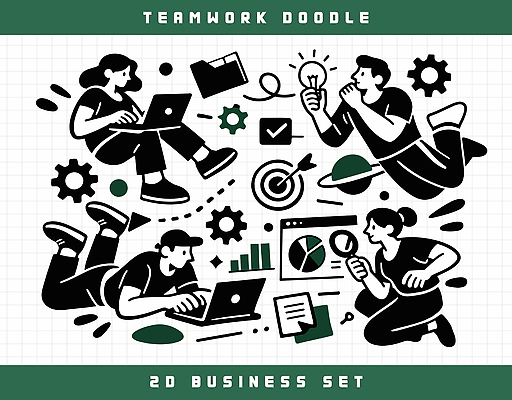 디자인 일러스트 비즈니스 그래프 협력 아이디어 실험 사람 컴퓨터 도구 작업 발전 목표 결과 분석 문서 기획 드로잉 목표설정 창의성 국내일러스트 AI파일 컨셉 미술 전자제품 파일형식 벡터