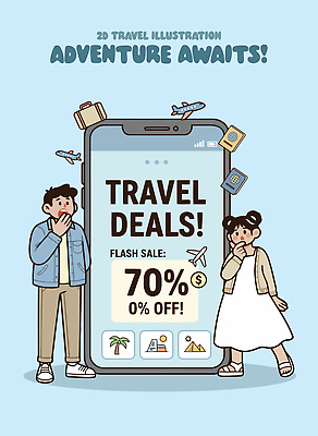 여행 일러스트 배낭 휴가 비행기 대화 두명 관광지 스마트폰 세일 놀람 여권 예약 여행상품 여행준비 국내일러스트 AI파일 감정 가방 항공교통 대중교통 표정 말하기 사람 핸드폰 스마트기기 준비 파일형식 벡터