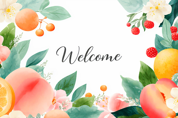 JPG 식물 디자인 꽃 컬러 백그라운드 과일 일러스트 자연 프레임 장식 여름 장미 메시지 레몬 산딸기 복숭아 초대 환영 싱그러움 테마 국내일러스트 AI일러스트 AI콘텐츠 계절 생태계 파일형식