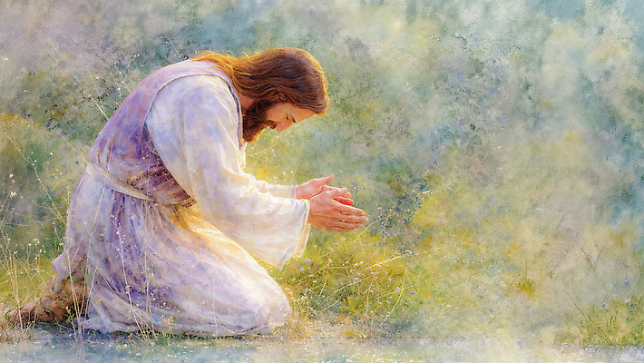 JPG 손 종교 일러스트 자연 날씨 초원 평화 성경 기도 마음 예수 그림 무릎 조용 국내일러스트 AI일러스트 AI콘텐츠 컨셉 종교용품 신체부위 신_종교 생태계 파일형식