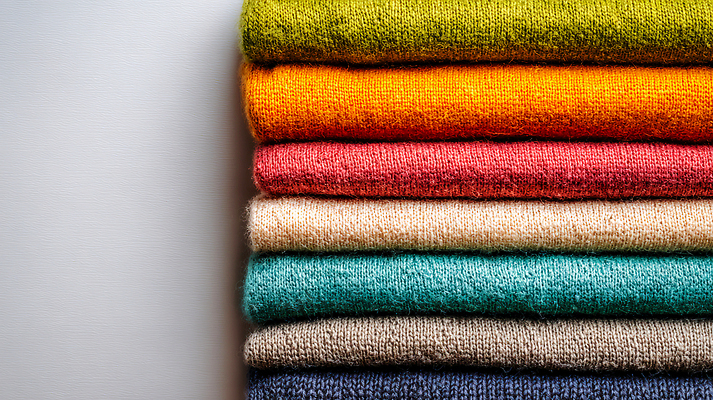 JPG 편집이미지 디자인 옷 계절 컬러 프레임 장롱 편안함 천 스웨터 니트 질감 정리 섬유 손뜨개 패브릭 스타일 편집실사 AI포토 AI콘텐츠 가구 상의 직물 감각 CG 파일형식