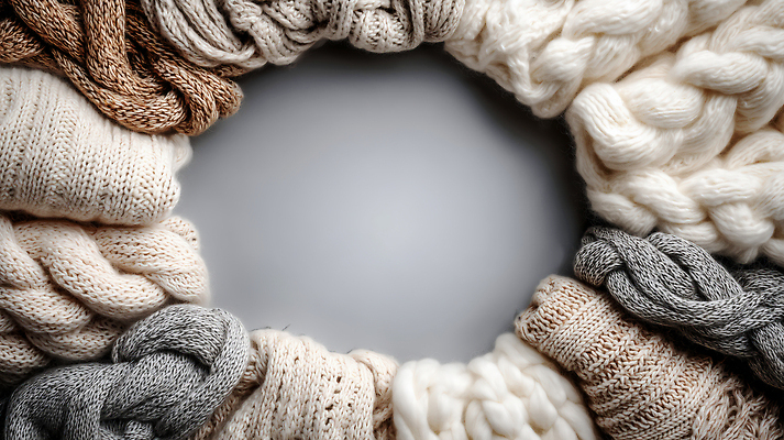 JPG 편집이미지 디자인 옷 패션 컬러 겨울 패턴 프레임 직물 원형 천 배열 스웨터 니트 질감 손뜨개 패브릭 편집실사 AI포토 AI콘텐츠 도형 계절 상의 무늬 CG 파일형식