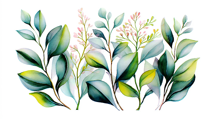 JPG 식물 디자인 꽃 예술 분홍색 컬러 백그라운드 잎 일러스트 자연 생명 수채화 형상 장식 초록색 여름 그리기 그림 조화 보테니컬아트 국내일러스트 AI일러스트 AI콘텐츠 계절 모션 생태계 파일형식