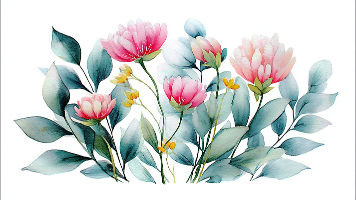 JPG 식물 꽃잎 꽃 화초 컬러 잎 일러스트 자연 생명 수채화 미소 여름 정원 꽃집 식물원 화단 조화 뷰티풀 보테니컬아트 국내일러스트 AI일러스트 AI콘텐츠 계절 표정 상점 생태계 파일형식