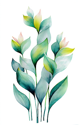 JPG 모양 식물 디자인 예술 선 컬러 백그라운드 잎 일러스트 자연 생명 수채화 장식 표현 그리기 꽃봉오리 그림 조화 뷰티풀 보테니컬아트 국내일러스트 AI일러스트 AI콘텐츠 꽃 모션 생태계 파일형식