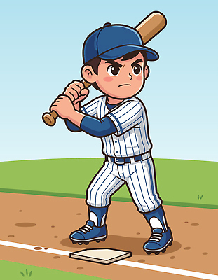 남자 감정 어린이 스포츠 컨셉 관계 운동선수 건강 사람 운동복 구기 야구 야구용품 파일형식 벡터 야구방망이 경기 준비 초원 하늘 집중 야구복 운동 소년 공 Field 모션 즐거움 친구 협력 일러스트 AI파일 야구선수 국내일러스트