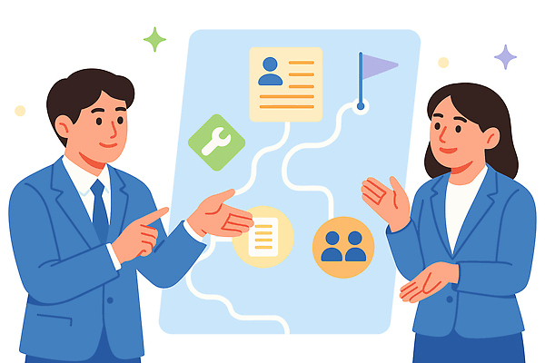 여자 남자 일러스트 비즈니스 회의 협력 아이디어 설명 그래픽 정보 구직 발표 계획 토론 질문 분석 전략 소통 서류판 응답 프로젝트 국내일러스트 AI파일 컨셉 모션 사람 사무용품 파일형식 벡터