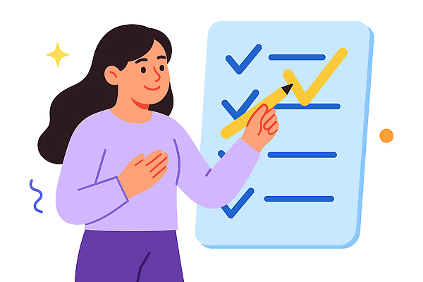 손 여자 일러스트 모션 표시 성공 아이디어 실험 학습 펜 기록 작업 목표 계획 집중 체크표시 만족 준비 체크리스트 국내일러스트 AI파일 교육 감정 컨셉 사람 신체부위 필기구 확인 파일형식 벡터