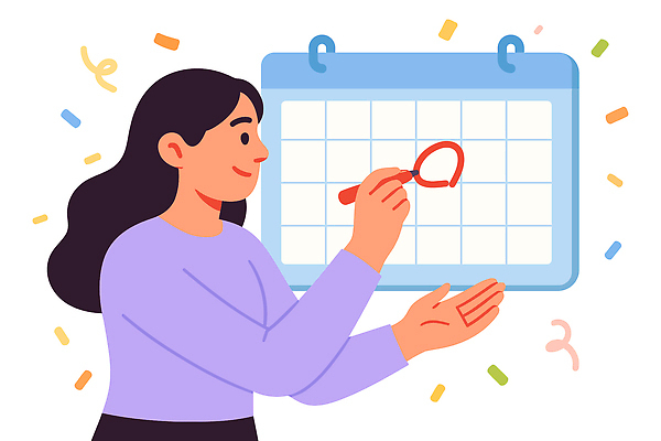 라이프스타일 손 여자 컬러 일러스트 표시 관리 장식 연필 달력 업무 작업 그리기 조직 날짜 계획 시간관리 일정표 국내일러스트 AI파일 컨셉 모션 학용품 사람 생활 신체부위 필기구 파일형식 벡터