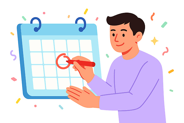 손 남자 일러스트 모션 이벤트 장식 빨간색 사무실 펜 달력 시간 업무 날짜 계획 집중 준비 그림 정리 주말 국내일러스트 AI파일 컬러 컨셉 비즈니스 사람 신체부위 필기구 작업 파일형식 벡터