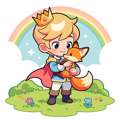 동물 캐릭터 꽃 행복 어린이 컬러 무지개 일러스트 자연 사랑 웃음 풍경 우정 도전 즐거움 여우 어린왕자 왕자 국내일러스트 AI파일 자연요소 식물 감정 포유류 동화 표정 사람 친구 생태계 파일형식 벡터