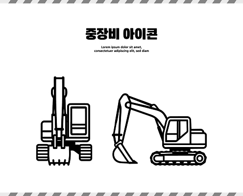 디자인 건축 산업 도로 농업 라인일러스트 일러스트 기술 기계 흙 장비 운전 작업 중장비 작음 굴착기 고물 대형 벡터 국내일러스트 AI파일 길 교통시설 모션 산업장비 크기 파일형식
