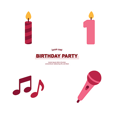 기념일 음악 일러스트 촛불 노래 이벤트 장식 세트 숫자 파티 축하 생일 마이크 즐거움 국내일러스트 AI파일 문자 감정 음향기기 컨셉 초 문화예술 파일형식 벡터