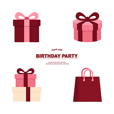 디자인 기념일 분홍색 일러스트 포장 선물 이벤트 장식 빨간색 상자 파티 축하 생일 즐거움 공급 국내일러스트 AI파일 감정 컬러 컨셉 파일형식 벡터