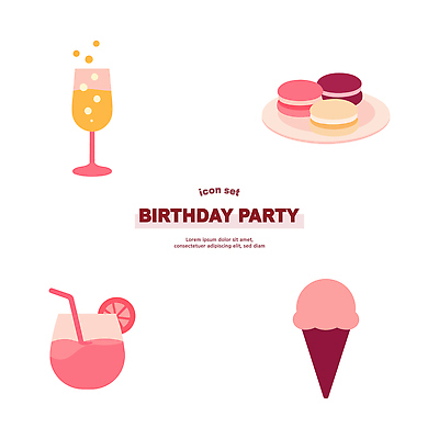 기념일 음료 음식 컬러 과일 일러스트 아이스크림 디저트 잔 파티 축제 생일 사건 즐거움 마카롱 국내일러스트 AI파일 식기 감정 이벤트 파일형식 벡터