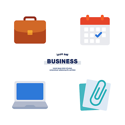 아이콘 디자인 가방 비즈니스 노트북 사무실 도구 업무 계획 문서 설정 체크리스트 2D아이콘 AI파일 잡화 컨셉 전자제품 작업 파일형식 벡터