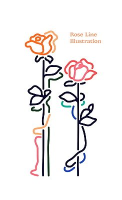 식물 디자인 꽃잎 꽃 예술 선 줄기 컬러 라인일러스트 일러스트 그래픽 장미 색칠 윤곽 드로잉 창의성 국내일러스트 AI파일 미술 파일형식 벡터