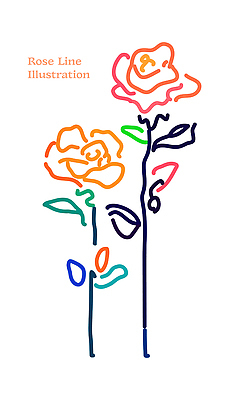 식물 디자인 꽃잎 꽃 예술 선 줄기 컬러 라인일러스트 일러스트 자연 수채화 미술 장미 그림 드로잉 국내일러스트 AI파일 문화예술 생태계 파일형식 벡터