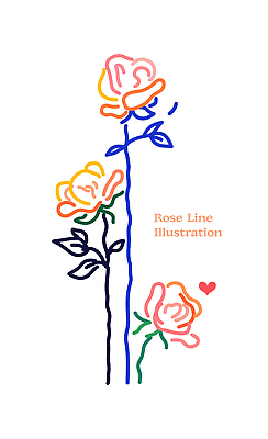 식물 디자인 꽃 예술 선 줄기 컬러 라인일러스트 일러스트 자연 미술 그래픽 장미 모던 그림 손그림 드로잉 그림책 단순화된 국내일러스트 AI파일 문화예술 책 생태계 파일형식 벡터